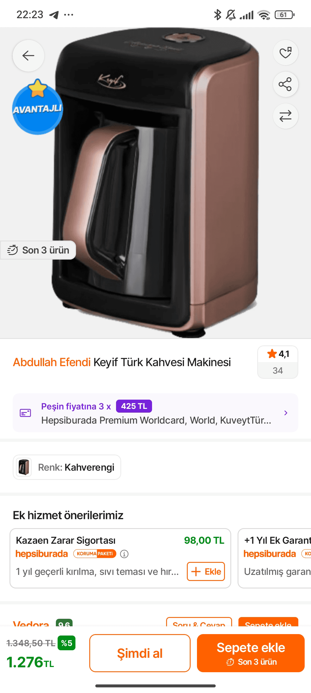 Abdullah Efendi Keyif Türk Kahvesi Makinesi 1.276 TL😍