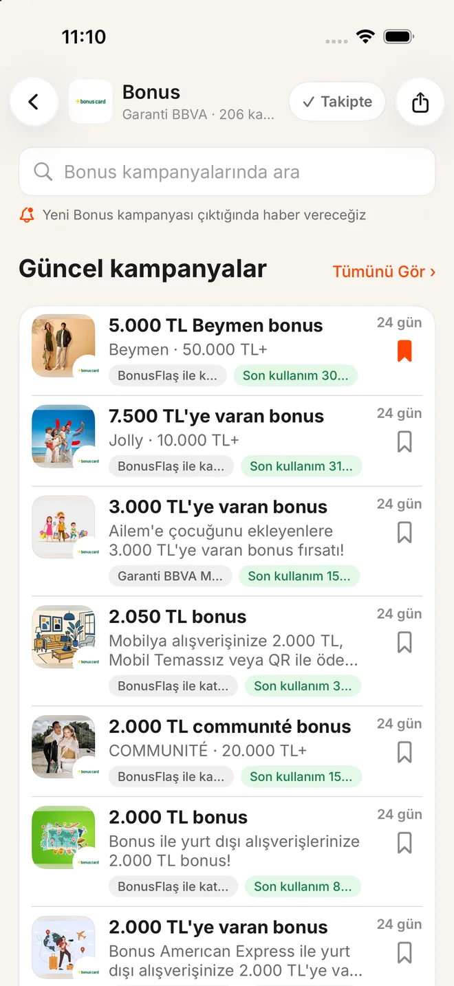 Bonus sayfası: 206 kampanya, Takipte durumunda